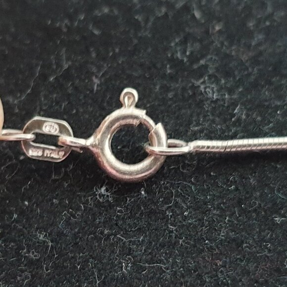 Elegant Vintage Italian 925 Sterling Silver Blue Larimar Pendant Necklace - Picture 8 of 14